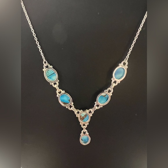 9/30–22 Sterling Silver “Ice Blue Dahlia” Turquoise Necklace - Picture 3 of 3
